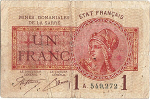 1 franc Mines domaniales de la Sarre type 1920