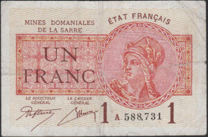 1 franc Mines domaniales de la Sarre type 1920