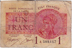 1 franc Mines domaniales de la Sarre type 1920