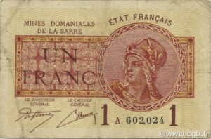 1 franc Mines domaniales de la Sarre type 1920