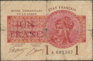 1 franc Mines domaniales de la Sarre type 1920