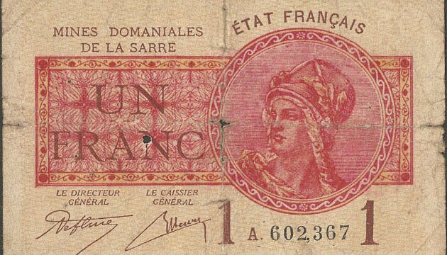 1 franc Mines domaniales de la Sarre type 1920