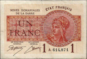 1 franc Mines domaniales de la Sarre type 1920