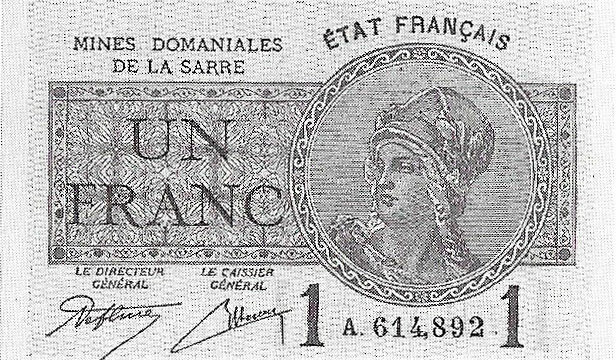 1 franc Mines domaniales de la Sarre type 1920