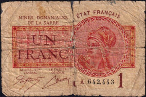 1 franc Mines domaniales de la Sarre type 1920