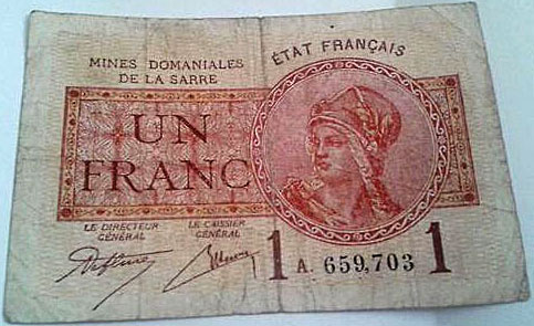 1 franc Mines domaniales de la Sarre type 1920