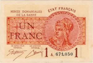 1 franc Mines domaniales de la Sarre type 1920