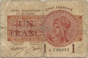 1 franc Mines domaniales de la Sarre type 1920