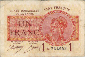 1 franc Mines domaniales de la Sarre type 1920