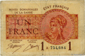 1 franc Mines domaniales de la Sarre type 1920