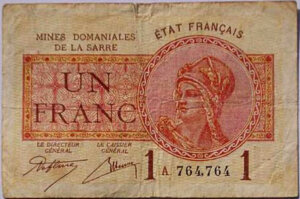 1 franc Mines domaniales de la Sarre type 1920