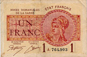 1 franc Mines domaniales de la Sarre type 1920