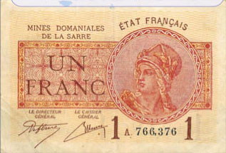 1 franc Mines domaniales de la Sarre type 1920