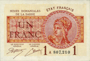 1 franc Mines domaniales de la Sarre type 1920