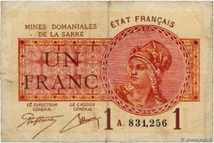 1 franc Mines domaniales de la Sarre type 1920