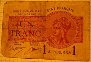 1 franc Mines domaniales de la Sarre type 1920