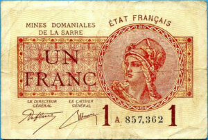 1 franc Mines domaniales de la Sarre type 1920