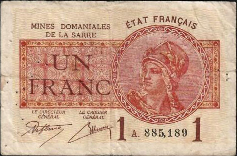 1 franc Mines domaniales de la Sarre type 1920