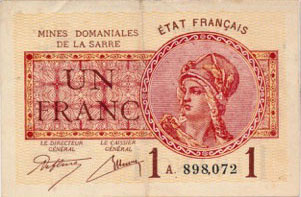 1 franc Mines domaniales de la Sarre type 1920