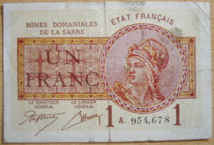 1 franc Mines domaniales de la Sarre type 1920