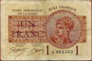 1 franc Mines domaniales de la Sarre type 1920