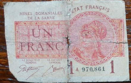 1 franc Mines domaniales de la Sarre type 1920