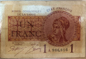 1 franc Mines domaniales de la Sarre type 1920