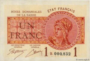 1 franc Mines domaniales de la Sarre type 1920