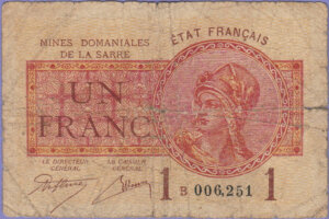 1 franc Mines domaniales de la Sarre type 1920