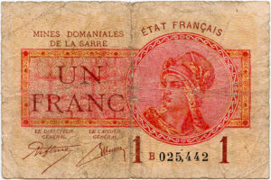 1 franc Mines domaniales de la Sarre type 1920