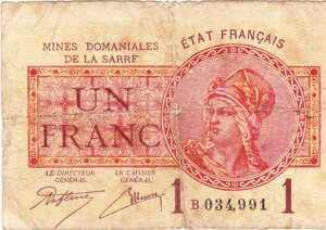 1 franc Mines domaniales de la Sarre type 1920