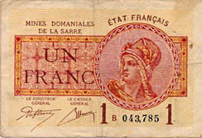 1 franc Mines domaniales de la Sarre type 1920