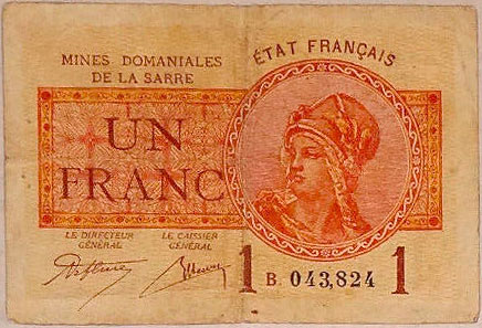 1 franc Mines domaniales de la Sarre type 1920