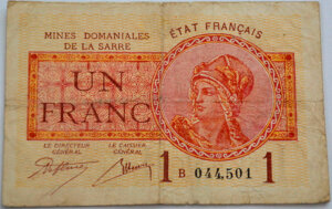 1 franc Mines domaniales de la Sarre type 1920