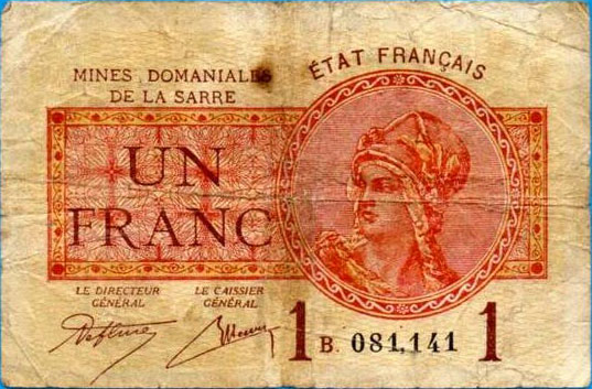 1 franc Mines domaniales de la Sarre type 1920