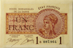 1 franc Mines domaniales de la Sarre type 1920