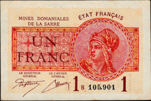 1 franc Mines domaniales de la Sarre type 1920