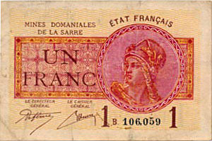 1 franc Mines domaniales de la Sarre type 1920