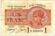 1 franc Mines domaniales de la Sarre type 1920