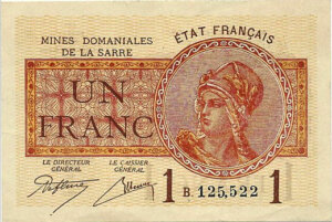 1 franc Mines domaniales de la Sarre type 1920