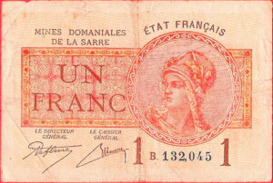 1 franc Mines domaniales de la Sarre type 1920