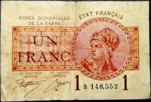 1 franc Mines domaniales de la Sarre type 1920