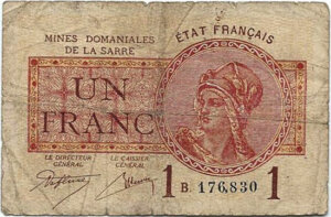 1 franc Mines domaniales de la Sarre type 1920