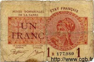 1 franc Mines domaniales de la Sarre type 1920