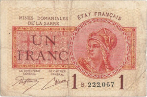 1 franc Mines domaniales de la Sarre type 1920