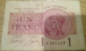 1 franc Mines domaniales de la Sarre type 1920