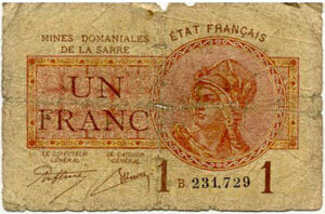 1 franc Mines domaniales de la Sarre type 1920