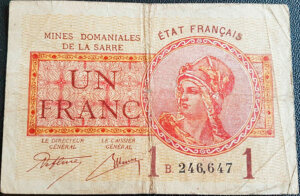 1 franc Mines domaniales de la Sarre type 1920