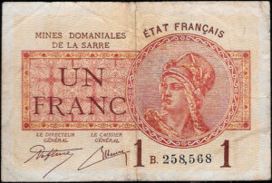 1 franc Mines domaniales de la Sarre type 1920