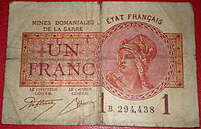 1 franc Mines domaniales de la Sarre type 1920